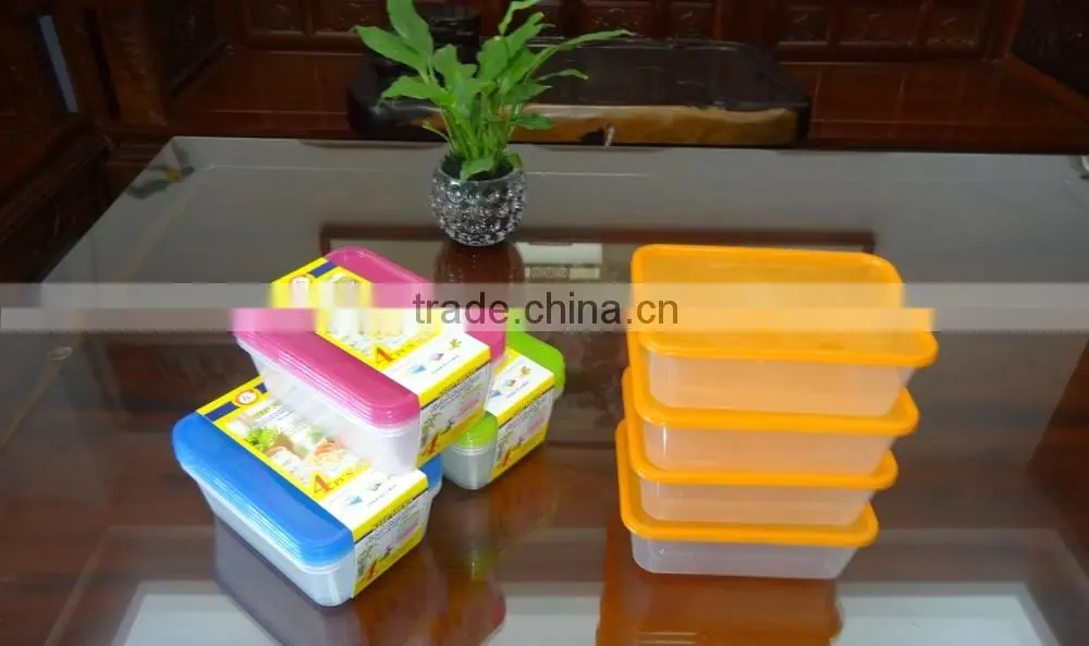 Supermarket set of 4 pcs rectangular plastic food storage container / food storage box 650ml