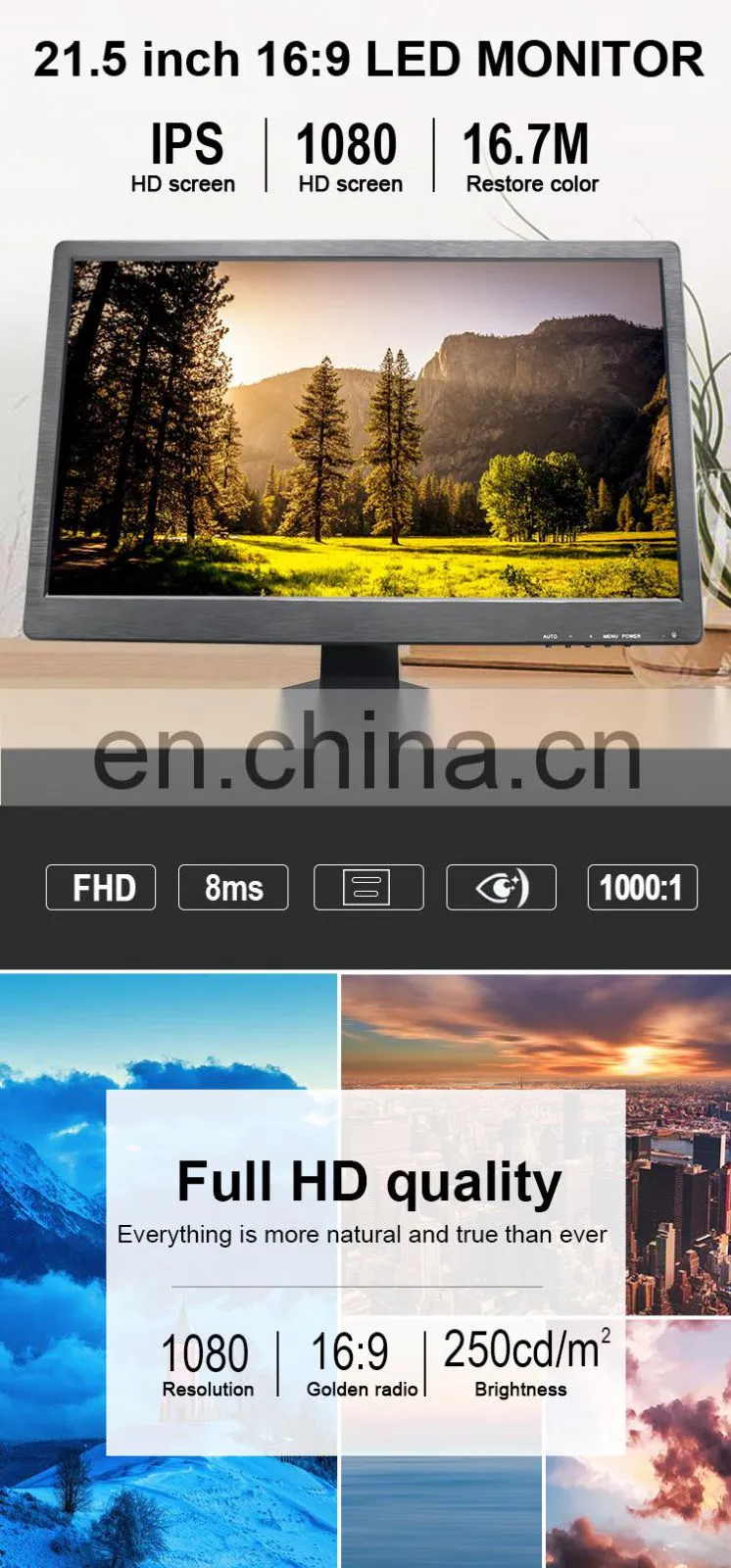 21.5inch HDMI lcd Monitor Home Student Restaurant Comouter pc POS Gaming Display