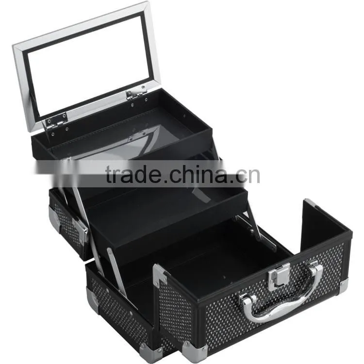 Mini Makeup Cosmetic Train Case Organizer Storage,Aluminum Beauty makeup travel case,makeup vanity box with lock