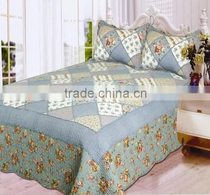 Polyester block diagonal process printed bed set