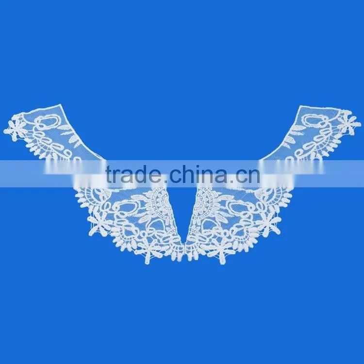 OEM Custom shaped cotton neckline applique embroidered neck trim for women's garment