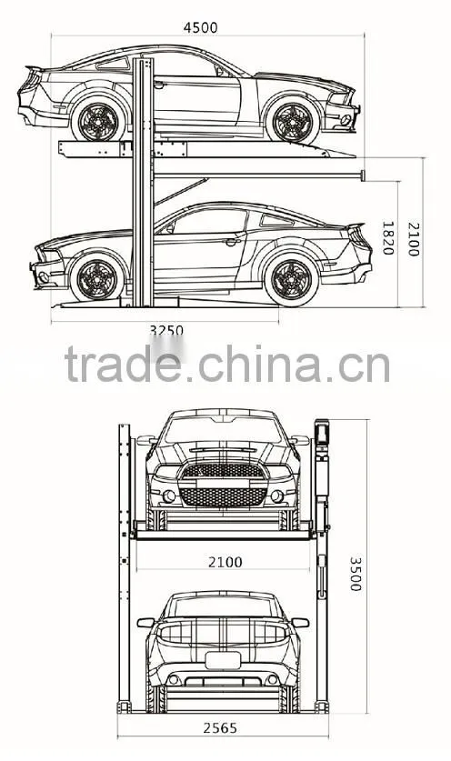 two post hydraulic home-uesd simple lifting car parking equipment