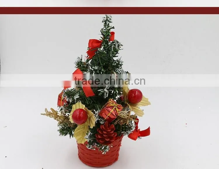 Red Flower Basket PVC Mini Christmas Tree For Christmas Decoration