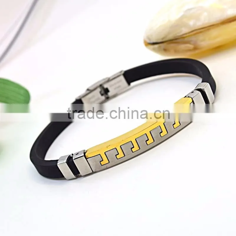 silicon magnetic bracelet black color stainless steel custom silicone bracelets