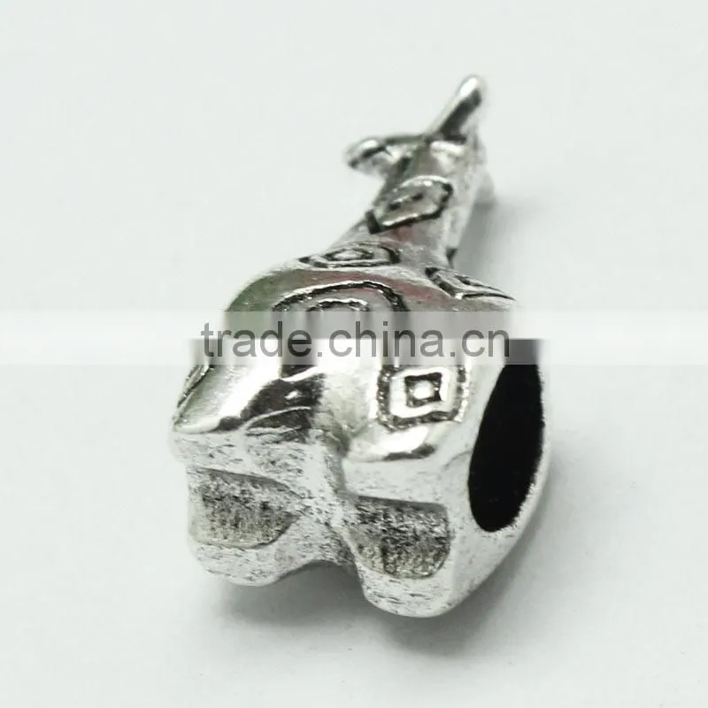 Lead Free Nickle Free Zinc Alloy Pdora Deerlet Shape Jewelry Hole Beads for Bracelets and Necklaces