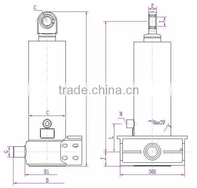5TG-F196X7300EZ front end telescopic hydraulic cylinder for dumping carts