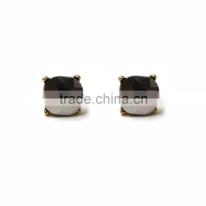 High Quality Cool Black Single Crystal Stone Jewelry Men Daily Wear Stud Earrings