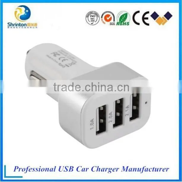 Triple USB Universal Car Charger Adapter 3 Port 2A 2.1A 1A For Cell Phone