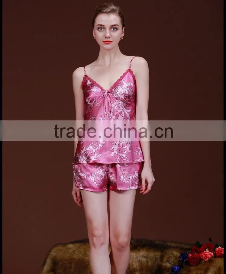 Women's sexy sleepwear, dragon printing backless two-piece pajamas sets