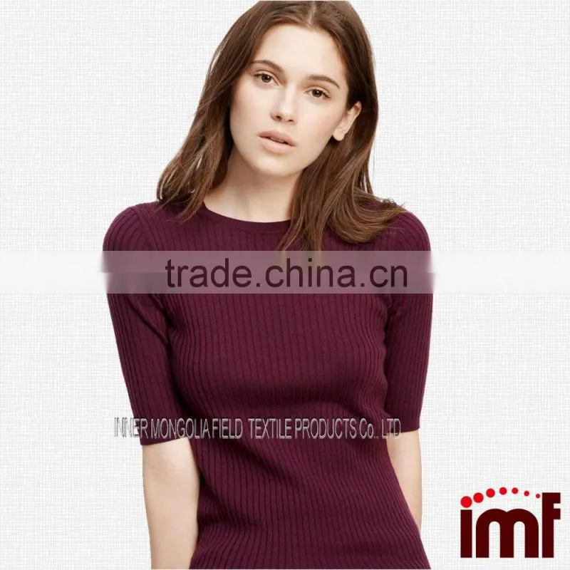 Women Cashmere Sweater Short Sleeve Jumper Pullover Tunic Top Knit Crochet