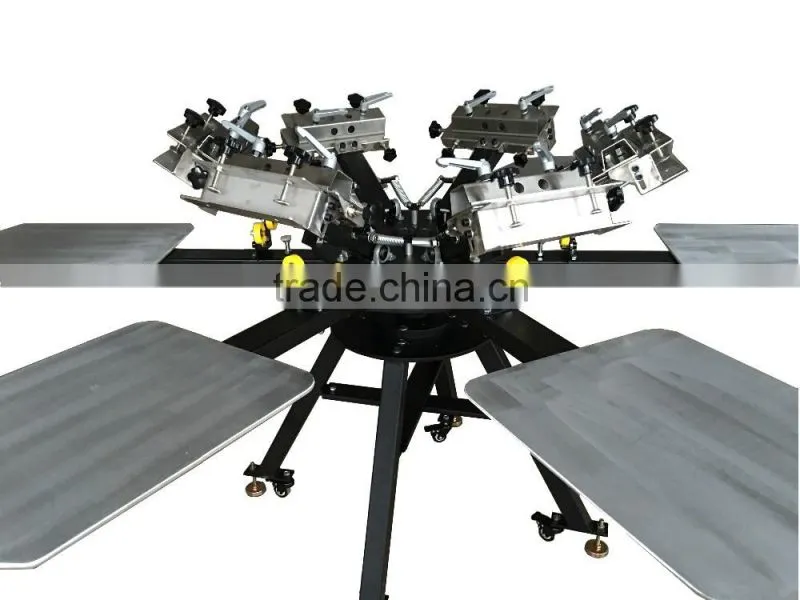 Manual turntable T-shirt Garment Textile Screen Printing with 6 color 6 stations with micro registration