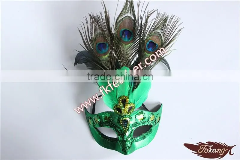 Wholesale Party Mask With Rooster Tail Feather Decoration