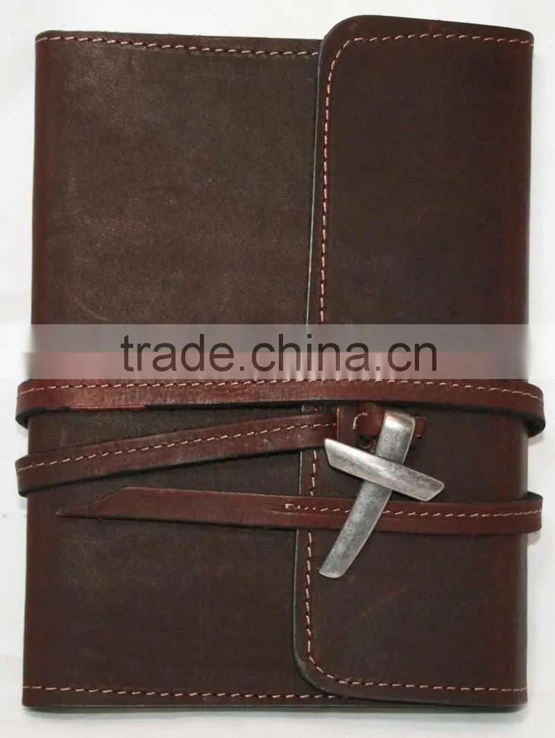 Handmade vintage genuine leather 2016 diary with refillable kraft lined paper