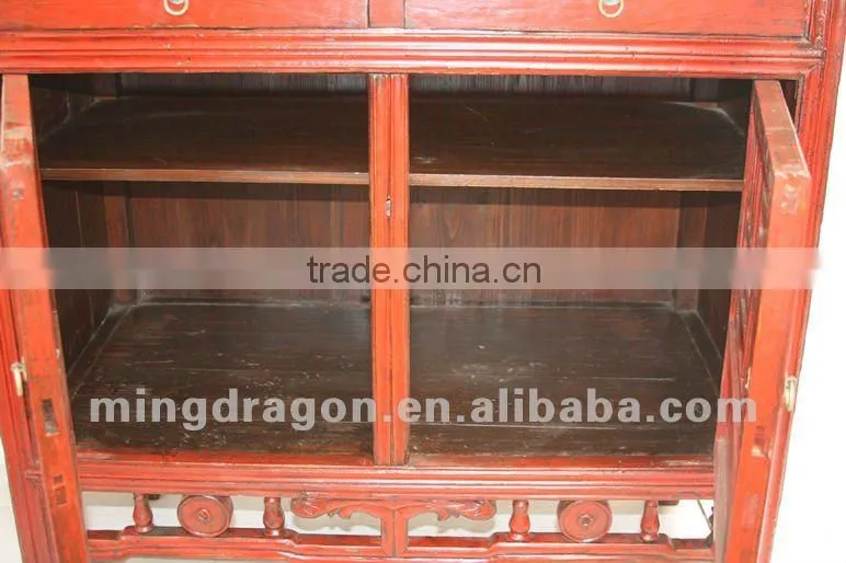 Chinese antique furniture pine wood shanxi red cabinet_boodshelf