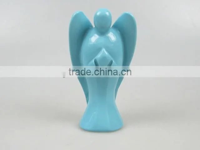 carved gemstone angels Blue Turquoise with Matrix Angel