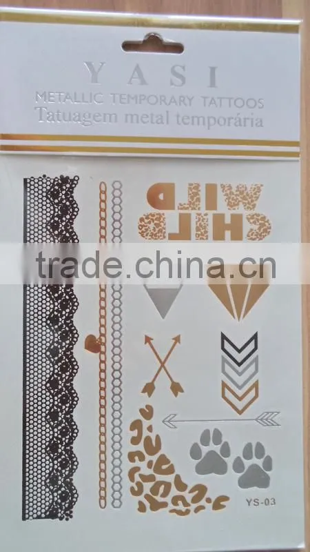 new OEM custom arabic tattoo flash /metallic temporary tattoo