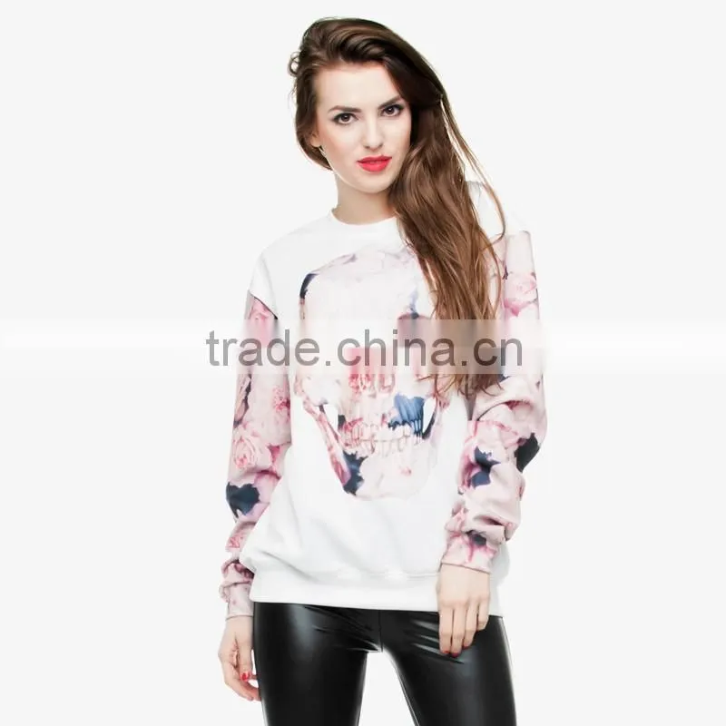 custom blank sweatshi skull roses 3d digital print fullprint crewneck sweatshirt spring autumn unisex custom oversized pullover