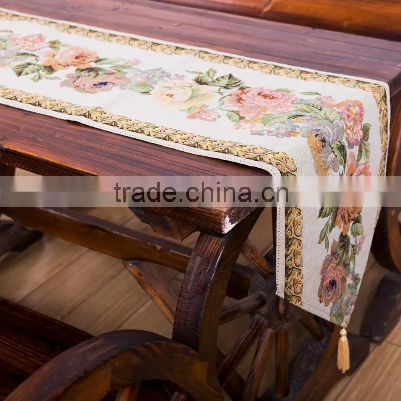 Plus fancy useful 100% polyester jacquard table runner for round table/square table