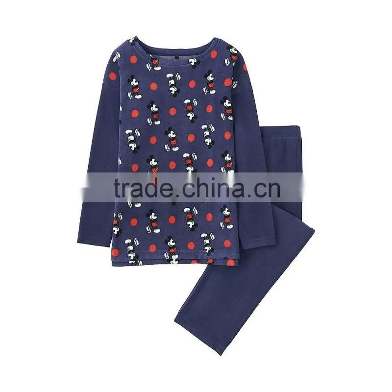 Hot sale basic printing cotton lady pajama set lady nightgown lady knitting homewear