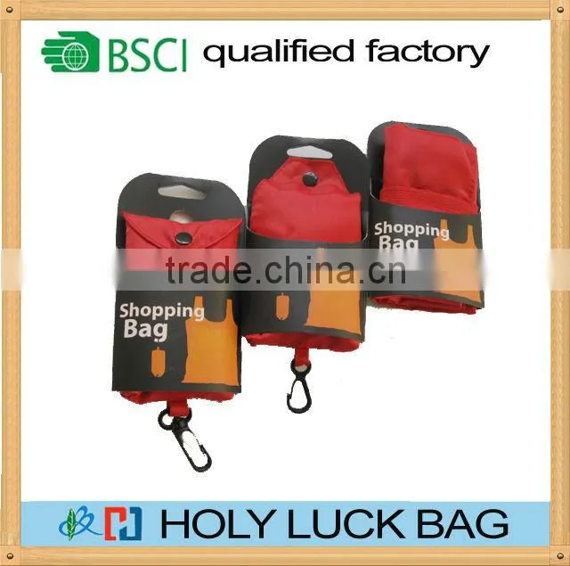 Holy Luck 2015 new wholesale foldable reusable shopping bag with hook bag