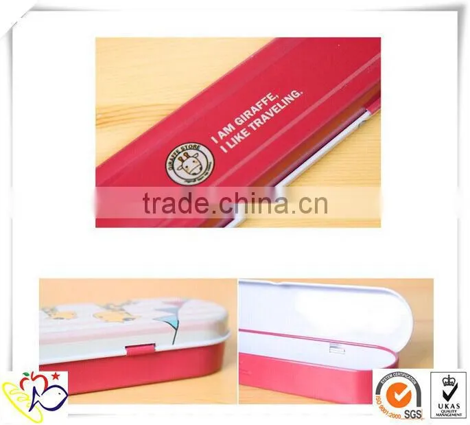 factory supply pencil tin box/cute children cartoon metal pencil box
