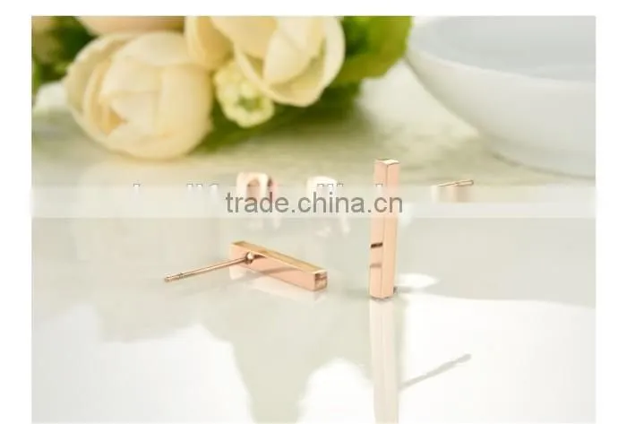 stainelss steel rose gold clip rectangle earring imported from china