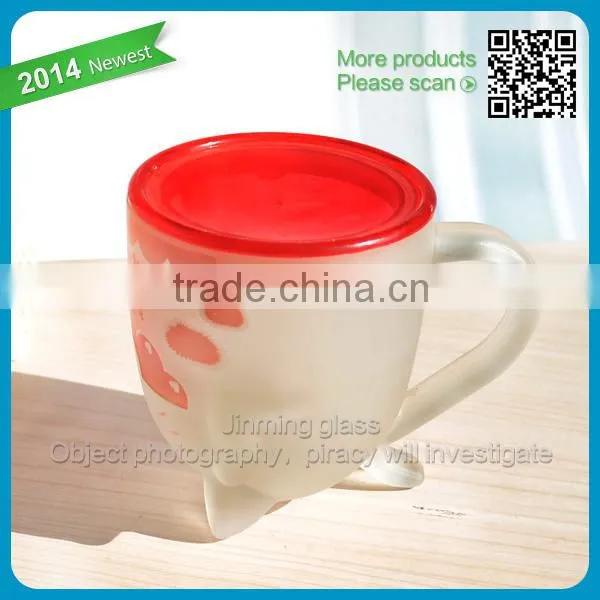 Cat Shape Cartoon Glass Mug Children Favor Milk Glass Cup Safety Handle Cat Cartoon Mug