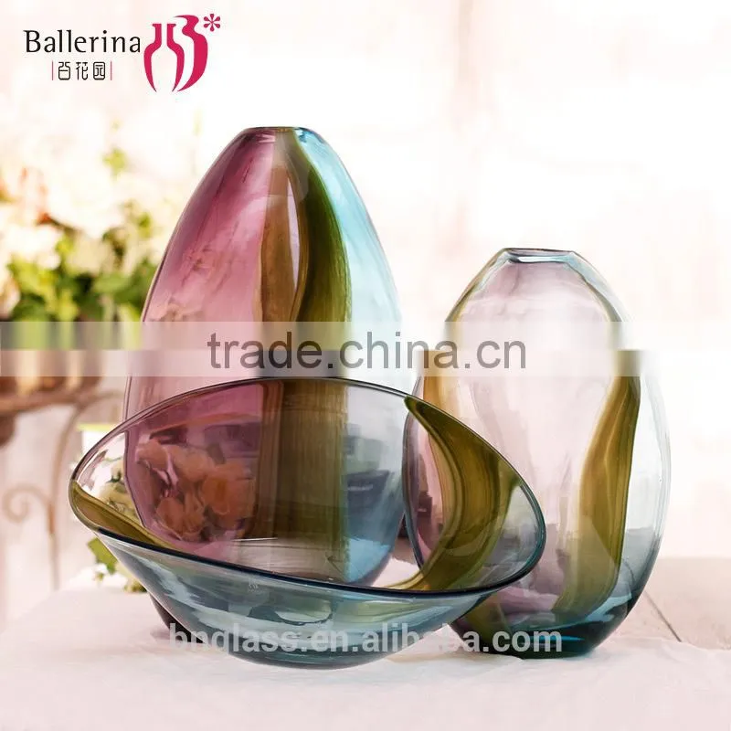 colored glass vases home decoration