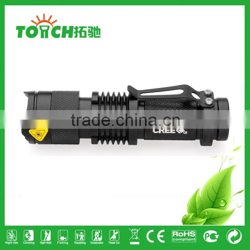 Mini led flashlight 5W 300 lumen cre e waterproof zoomable 3 Modes LED flashlight For AA/14500 battary TL-3001