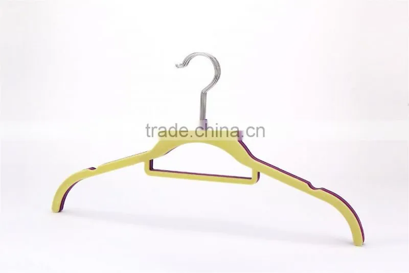 flocked plastic short clothes hanger