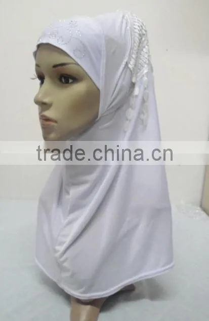 H310 latest instant hijab with lace and rhinestones,muslim scarf