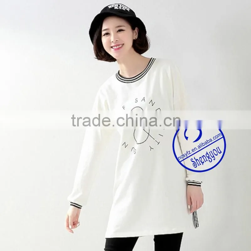 2015 China supplier custom women longline t-shirt wholesale