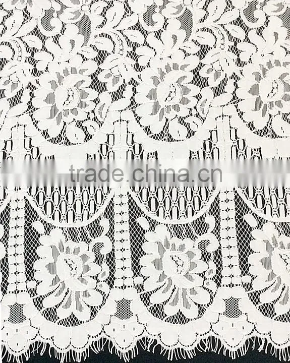 High Quality 150cm Cotton/Nylon Knitted Eyelash Lace Fabric T8126