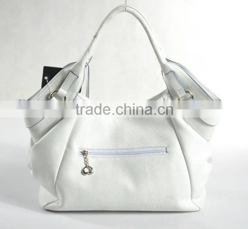 New arrival! White vertical zip tote bags 2012 Fashion ladies handbag