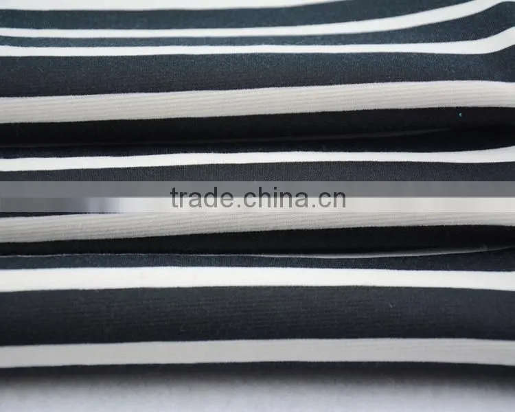 Jiufan Textile Stripe Printed Spun Polyester Spandex Single Jersey Knit Ponte Roma Fabric