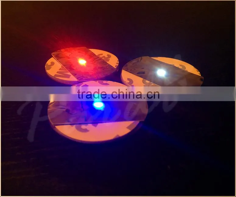Promotional flashing led bottle sticker coaster, glow bottle sticker