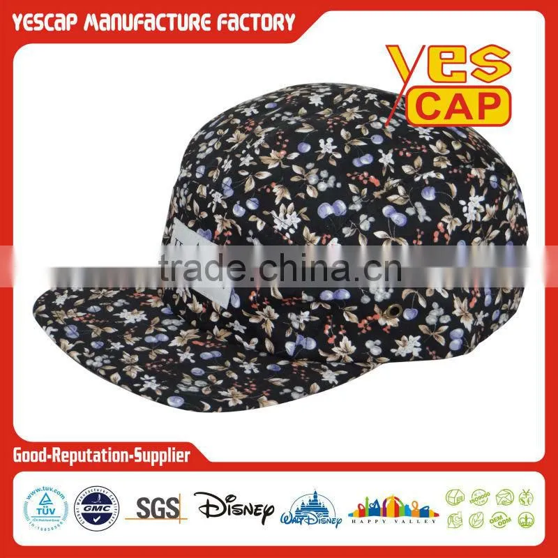 5 panel geometrical designs cap with your logo
