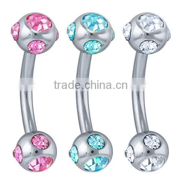 Wholesale Crystal Unique Custom Stainless Steel Fake Cool Eyebrow Rings Body Piercing Jewelry