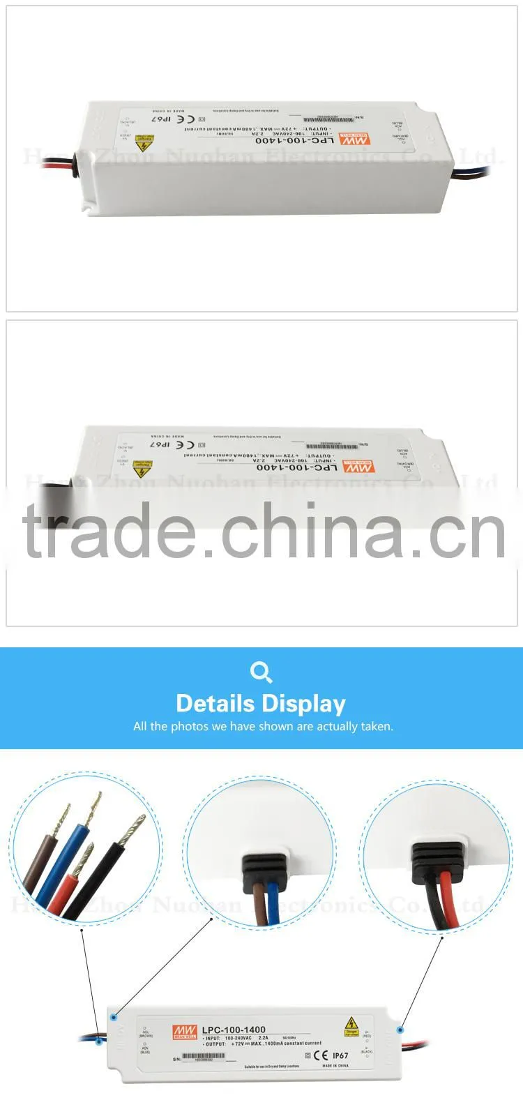 100w Waterproof constant current 1400ma led driver with IP67