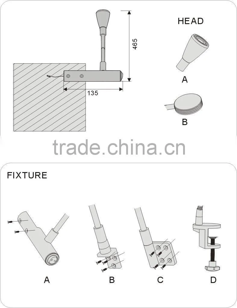1W flexible LED reading light