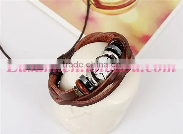 Yiwu bracelet wholesale thin leather mens bracelet