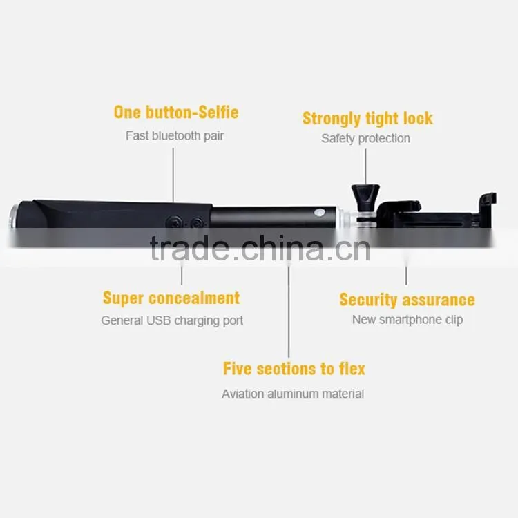 smart phone monopod flexible monopod Camera Selfie Stick With Bluetooth