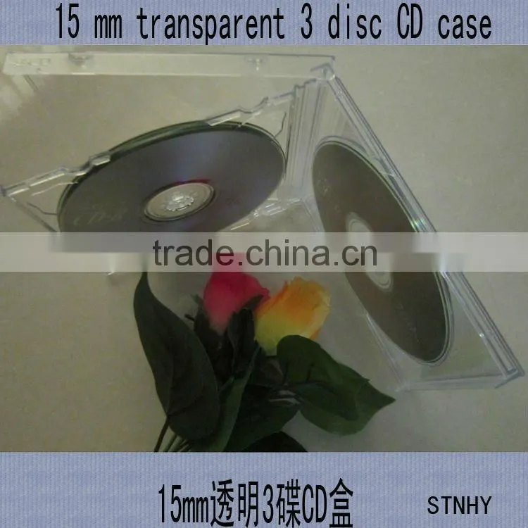 15mm Clear 3 Disc jewel CD case