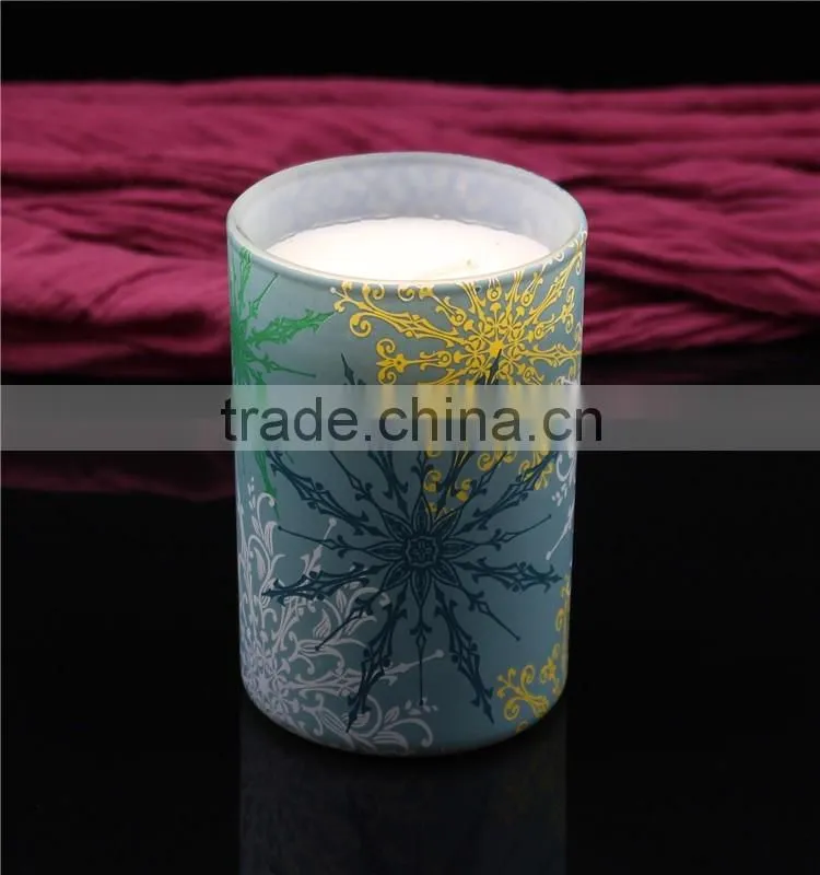 fancy scented candle with artistic printing romantic soy wax candle