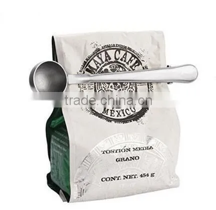Stainless Steel Coffee Scoop and Tea Scoop with Integrated Bag Clip