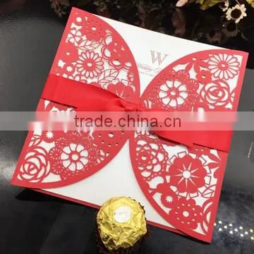 Q93 Laser Flower Ribbon wedding decoration invitation card