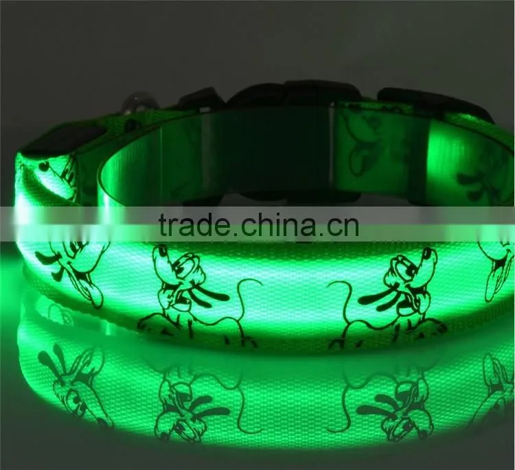 Cute Cartoon Dog LED Nylon Pet Dog Cat Collar Night Safety LED Light-up Flashing Glow in the Dark Lighted Dog Collars