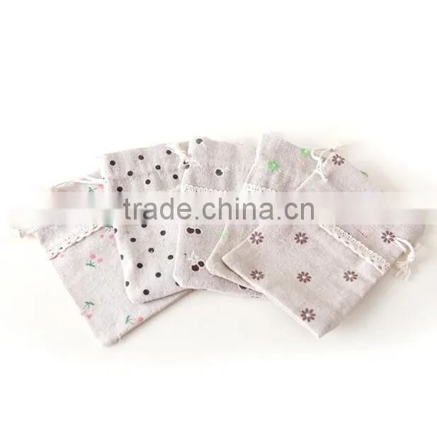 2015 Christmas Jute Drawstring Gift Pouch Bag