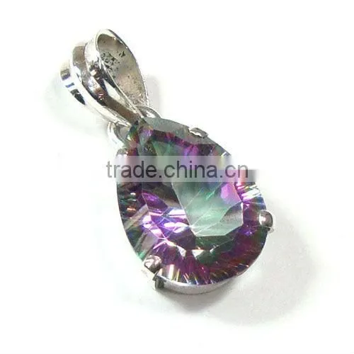 925 Sterling Silver Citrine & Dichroic Glass Pendant