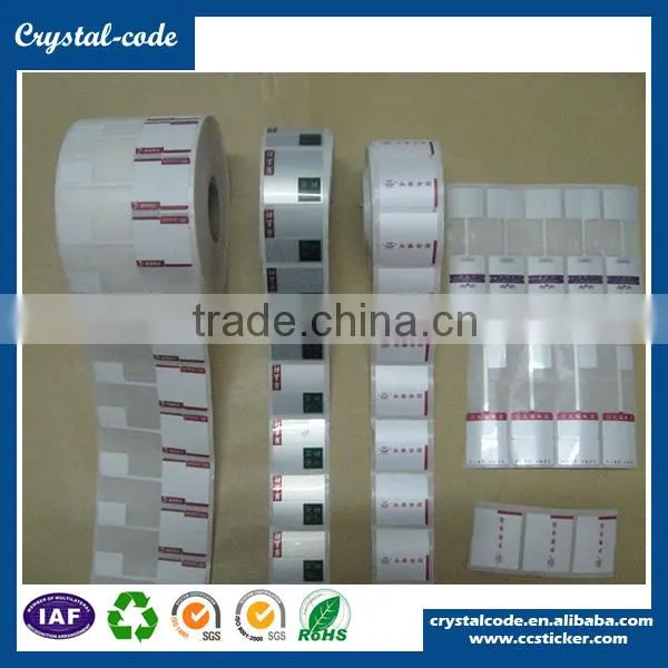 PET PP transparent self adhesive sticker